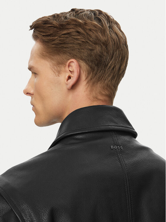 BOSS BOSS Kožená bunda Josual 50568175 Čierna Regular Fit