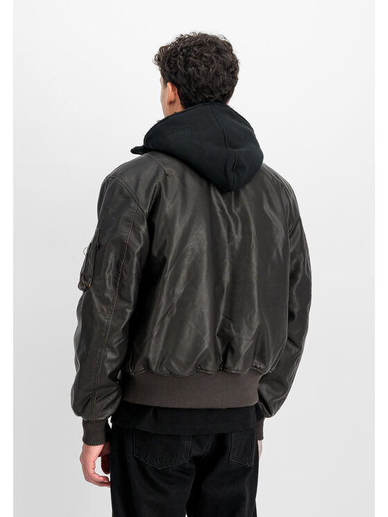 Alpha Industries Alpha Industries Kurtka skórzana MA-1 D-Tec Faux Leather Bomber Jacket Brązowy Slim Fit
