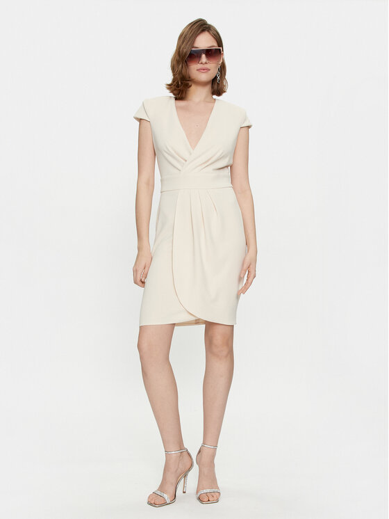 Rinascimento Rinascimento Sukienka koktajlowa CFC0117720003 Beżowy Regular Fit