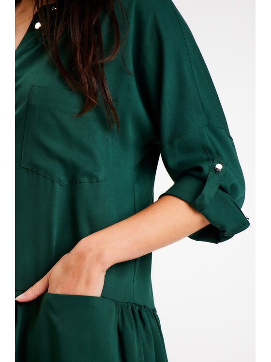 Awama Awama Sukienka letnia A584 Zielony Basic Fit
