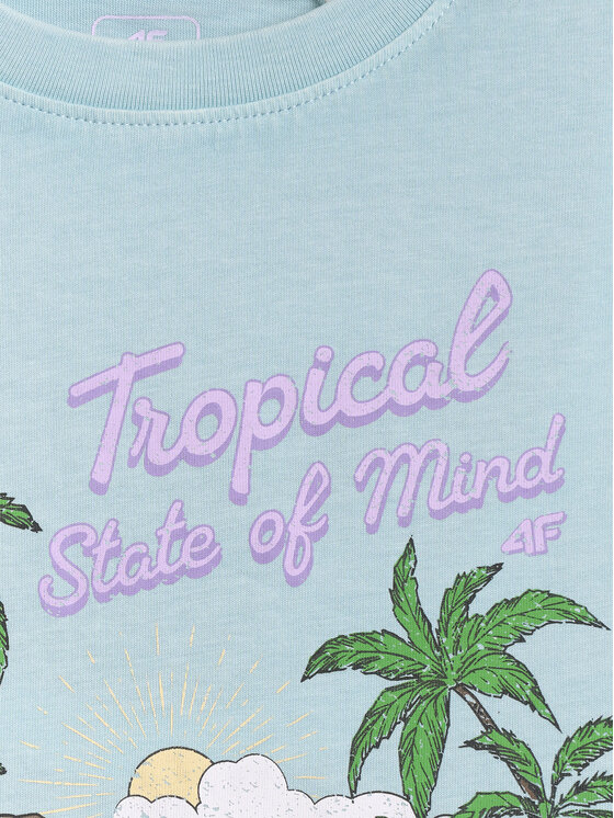 4F 4F T-Shirt SUMMER SPLASH Niebieski Loose Fit
