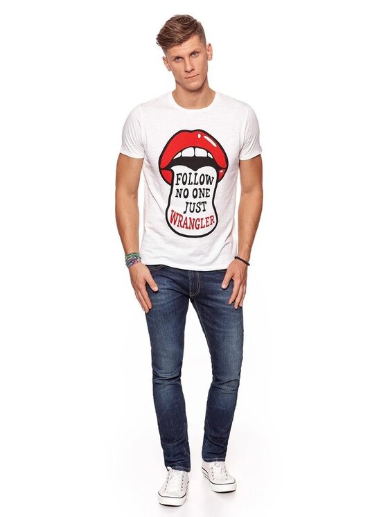 Wrangler Wrangler T-shirt FESTIVAL TEE Beige Regular Fit