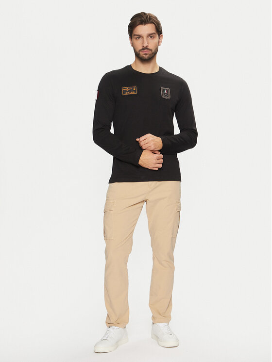Aeronautica Militare Aeronautica Militare Majica z dolgimi rokavi 242TS2317J489 Črna Regular Fit
