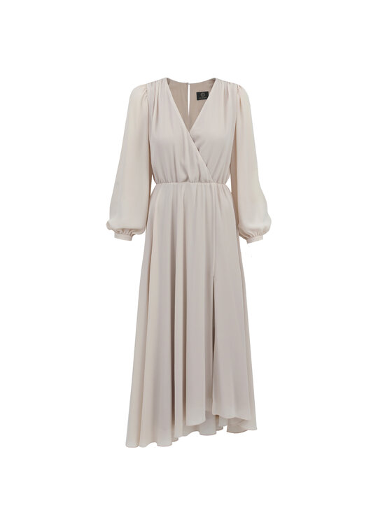 Entelier Entelier Sukienka wieczorowa maxi Beżowy Comfortable Fit