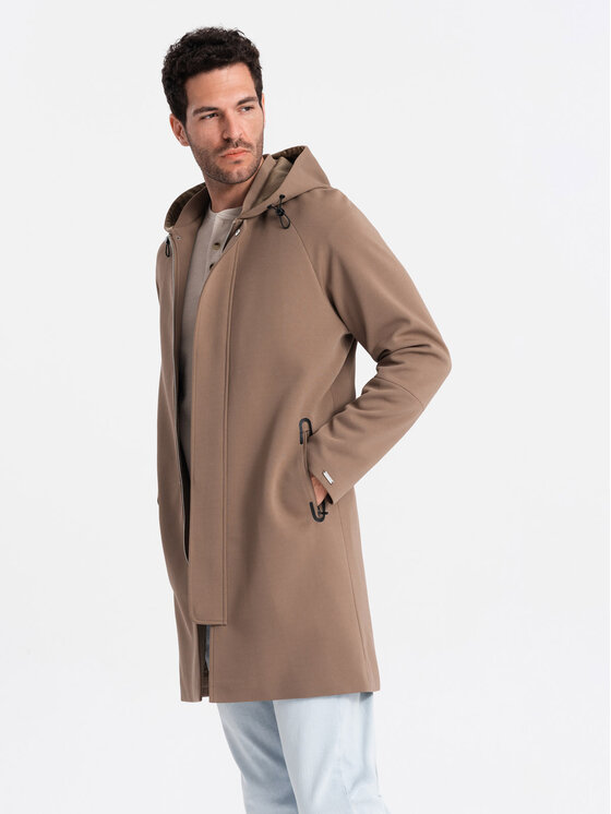 Ombre Ombre Płaszcz przejściowy OM-COSC-0112 Brązowy Regular Fit
