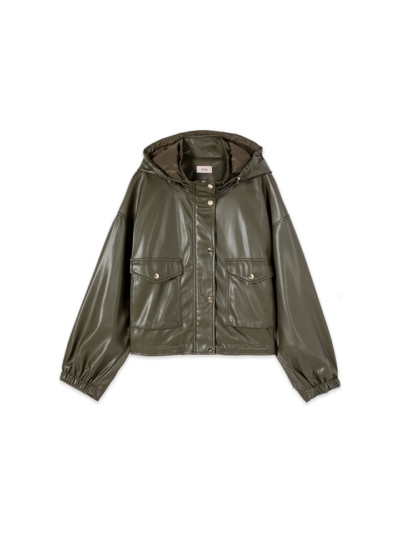 Oltre Oltre Kurtka z imitacji skóry R305J000336N035 Zielony Over Fit