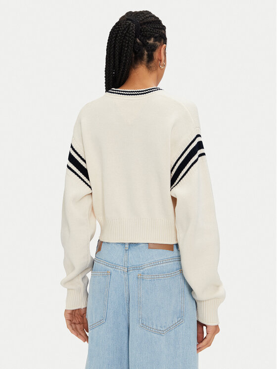 Tommy Jeans Tommy Jeans Pulover Varsity DW0DW18692 Écru Regular Fit