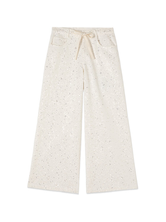 Oltre Oltre Spodnie materiałowe P719R009225N011 Biały Baggy Fit