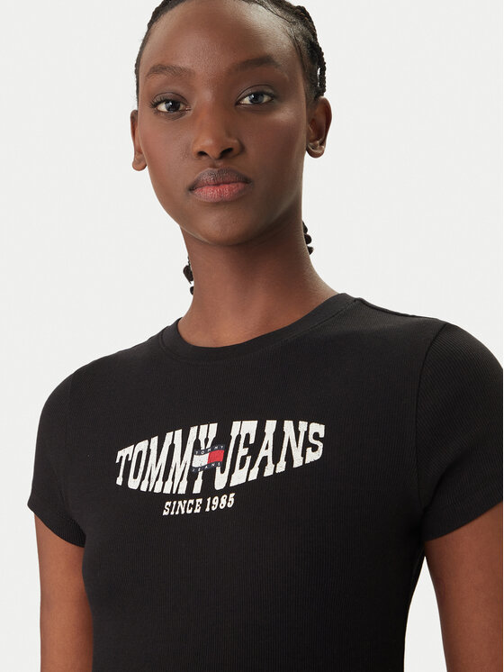 Tommy Jeans Tommy Jeans Majica Wavy Flag DW0DW22272 Črna Slim Fit