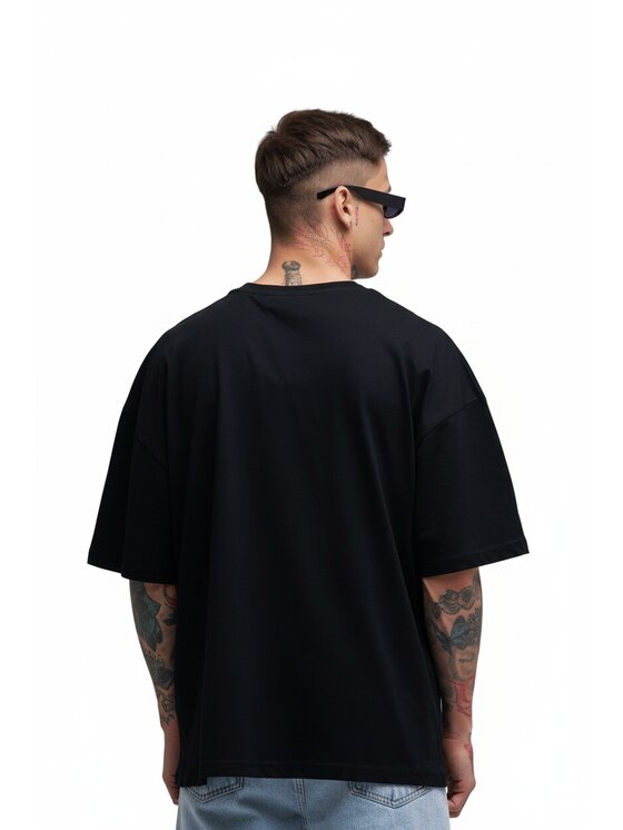 MyStars MyStars T-Shirt Koszulka Z Krótkim Rękawem Oversize Męska Czarna Premium Savage AF Luźna szeroka L Czarny Oversize