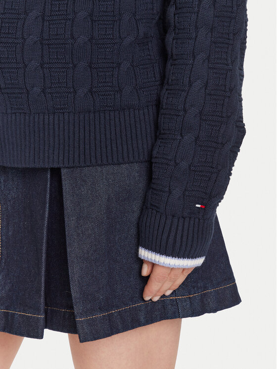 Tommy Jeans Tommy Jeans Strickjacke Cable DW0DW21681 Dunkelblau Relaxed Fit
