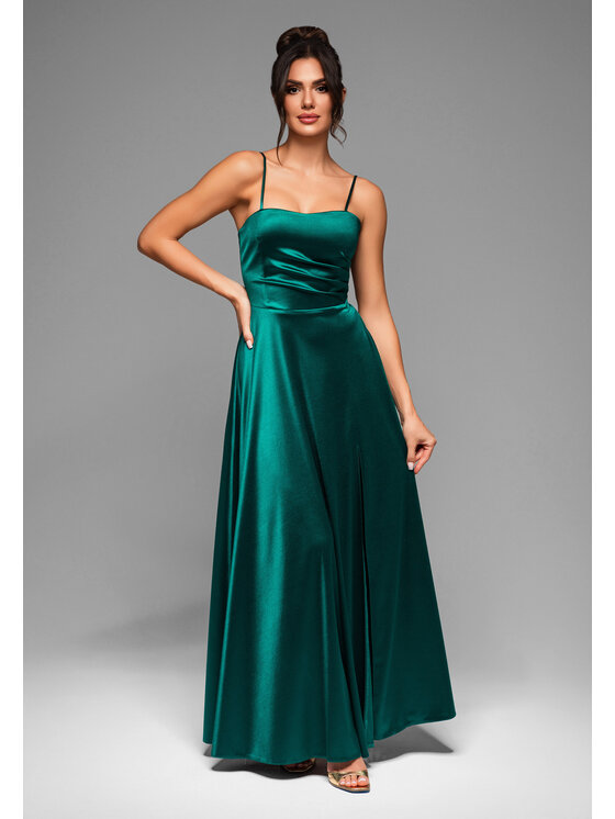 Ombre Ombre Sukienka wieczorowa LA-OM-DLR016 Zielony Regular Fit