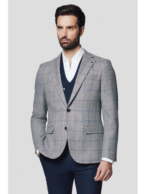 Lancerto Lancerto Marynarka Tijuana MA073224000010 Szary Slim Fit