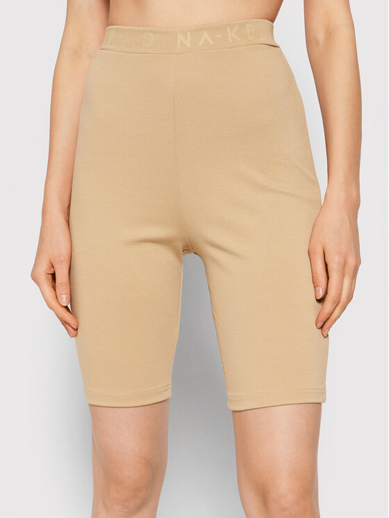 NA-KD Pantaloni scurți sport Logo 1044-000158-0226-003 Bej Slim Fit