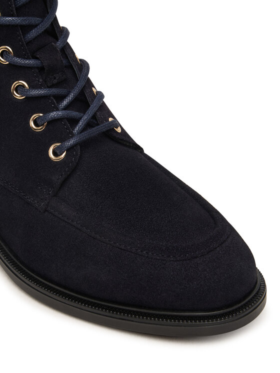 Tommy Hilfiger Tommy Hilfiger Зимни обувки Enamel Flag Suede Lace-Up Boot FW0FW09681 Тъмносин
