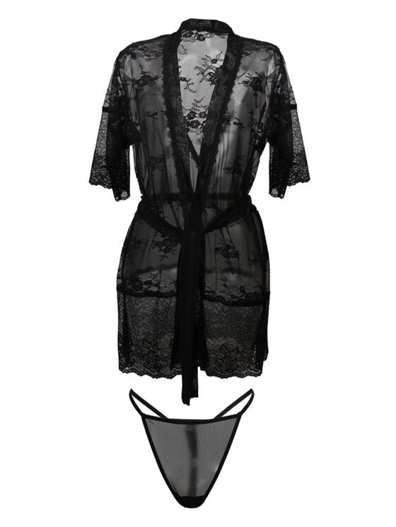 DKaren Lingerie DKaren Lingerie Szlafrok Anastazja Czarny Classic Fit