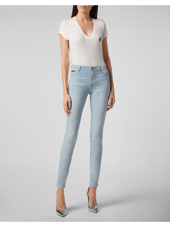 PHILIPP PLEIN PHILIPP PLEIN Jegginsy 21883 Niebieski jasny Jegging Fit