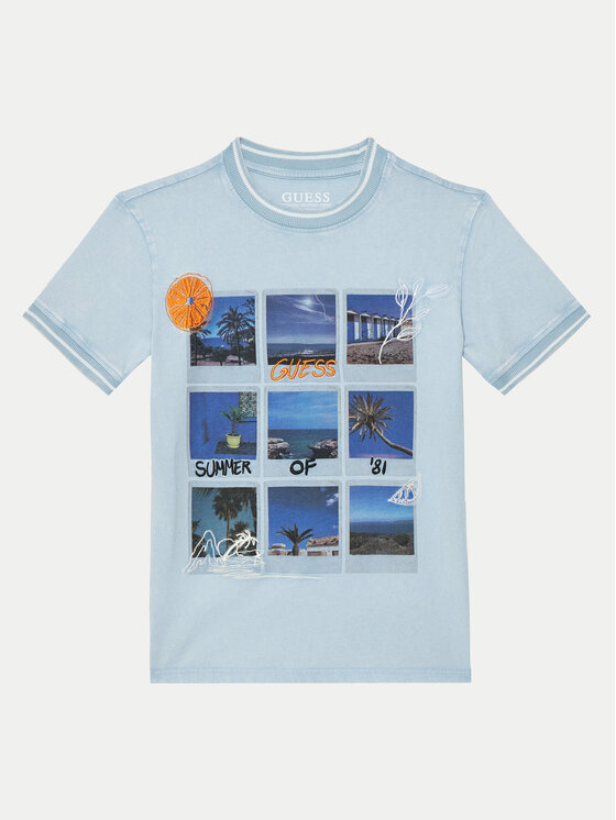 Guess Guess Tricou L5GI11 K8HM4 Albastru celest Regular Fit