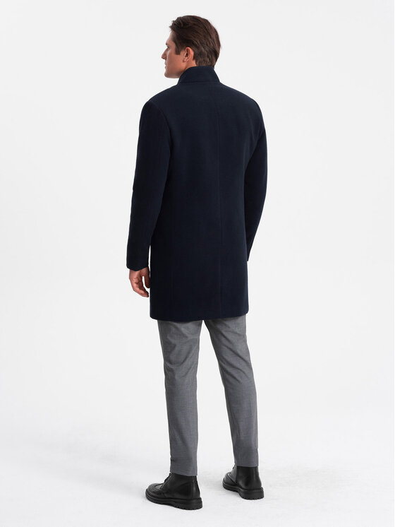 Ombre Ombre Kabát pro přechodné období OM-COWC-0102 Tmavomodrá Regular Fit