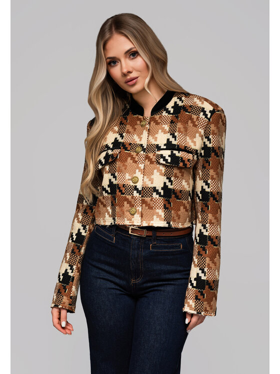 Ombre Ombre Marynarka OW-BLZB-0103 Brązowy Regular Fit