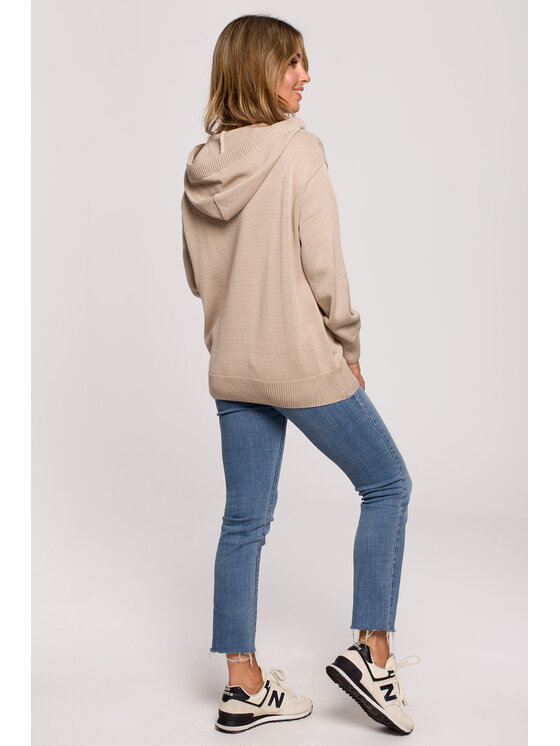 BeWear BeWear Sweter BK073 Beżowy Modern Fit
