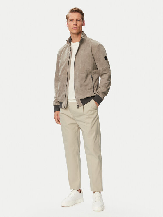 JOOP! JOOP! Kožená bunda Cosmo 80100853 Sivá Regular Fit