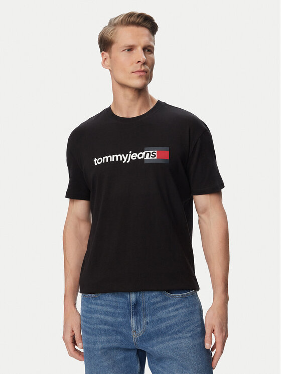 Tommy Jeans Tricou Entry Dna DM0DM23406 Negru Regular Fit