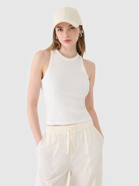 4F 4F Top 4FWSS25TSLEF119-11S Biały Slim Fit