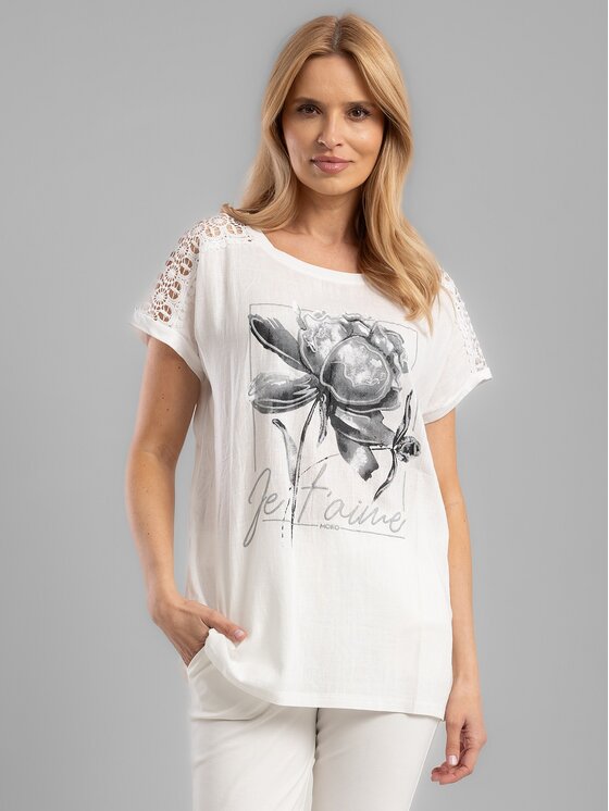 Perso Perso T-Shirt TCE242202F Biały Regular Fit