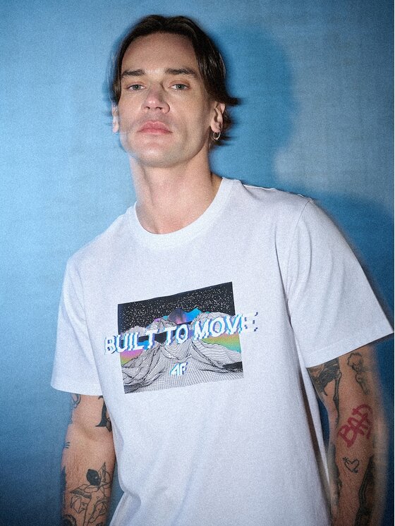 4F 4F T-Shirt 4FRSS26TTSHM3658-10S Biały Regular Fit