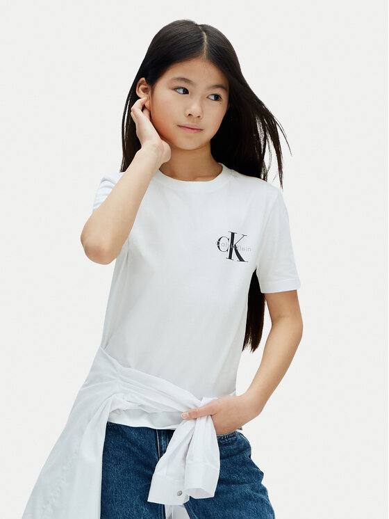 Calvin Klein Jeans Calvin Klein Jeans T-Shirt Chest Monologo LV1CKSJA32 Biały Regular Fit