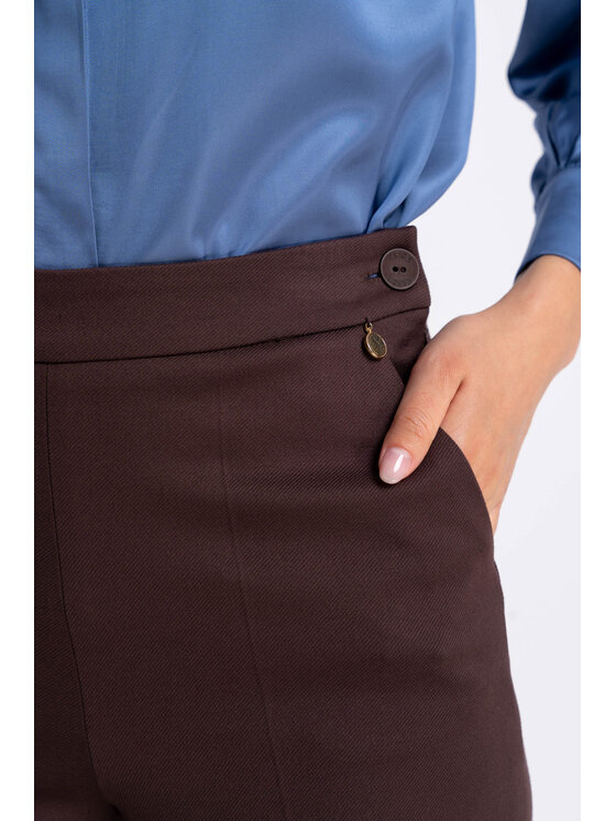 CLICK CLICK Kalhoty z materiálu 30-455 Hnědá Regular Fit