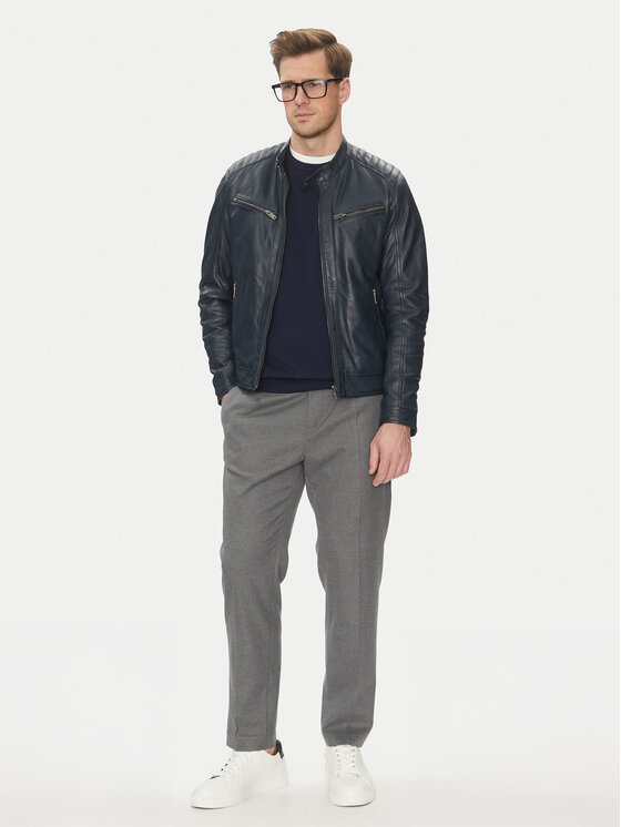Serge Pariente Serge Pariente Lederjacke Alon Dunkelblau Regular Fit