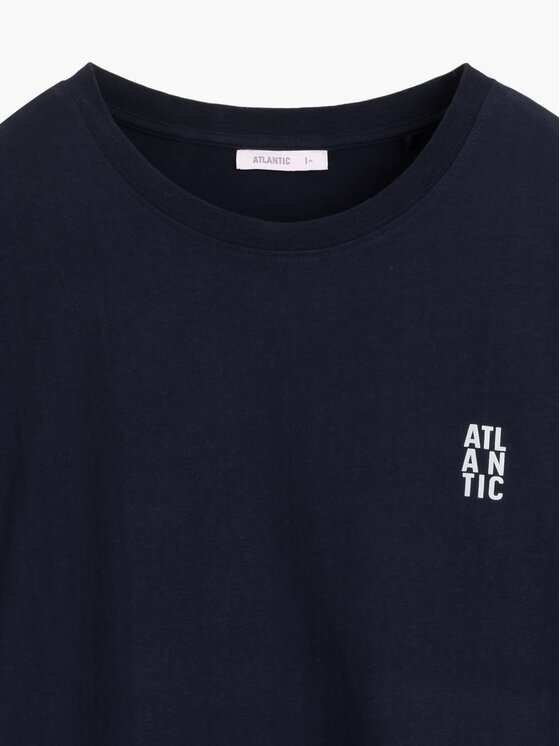 Atlantic Atlantic Piżama Długa Logo Granatowy Regular Fit