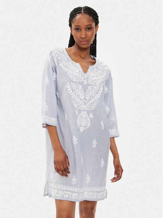 Selmark Selmark Плажна рокля BC076 Син Regular Fit