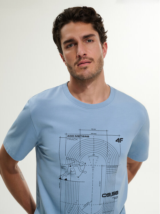 4F 4F T-Shirt MONOCHROME MOVEMENT Niebieski jasny Regular Fit