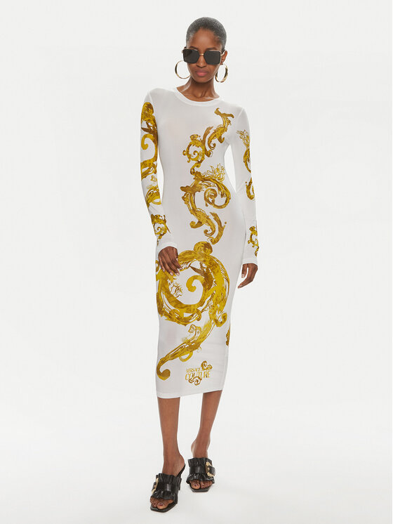 Versace Jeans Couture Versace Jeans Couture Rochie de zi 76HAO9P8 Alb Slim Fit