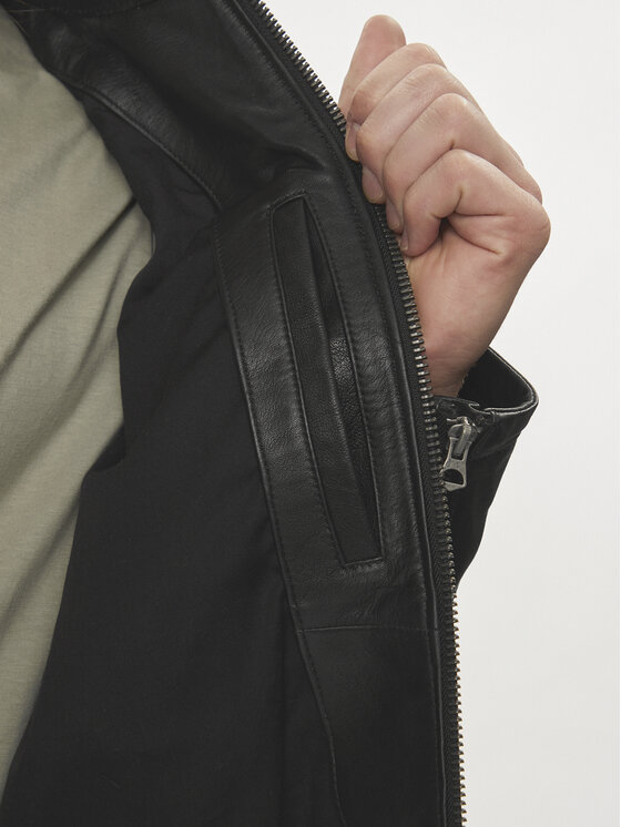 Pepe Jeans Pepe Jeans Кожено яке Tristan PM402991 Черен Regular Fit