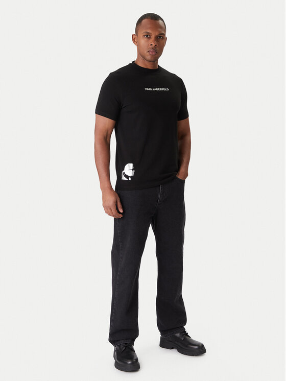 KARL LAGERFELD KARL LAGERFELD Marškinėliai 755403 554235 Juoda Slim Fit
