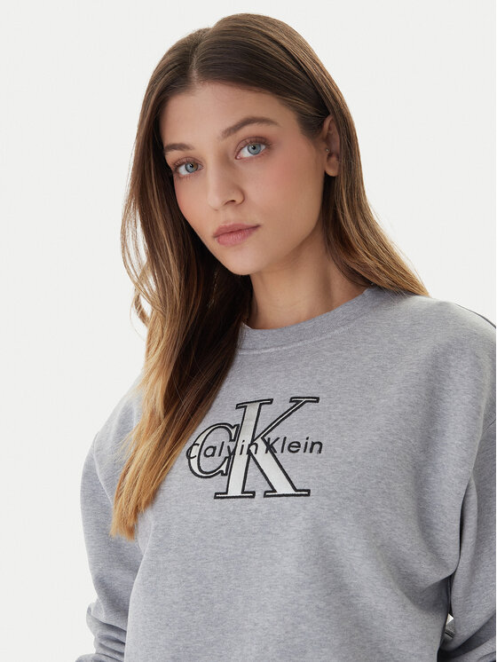 Calvin Klein Jeans Calvin Klein Jeans Pulóver Foil Monologo LV047E825G Szürke Regular Fit
