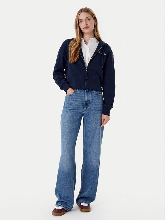 Tommy Hilfiger Tommy Hilfiger Pulóver Script WW0WW45742 Sötétkék Regular Fit