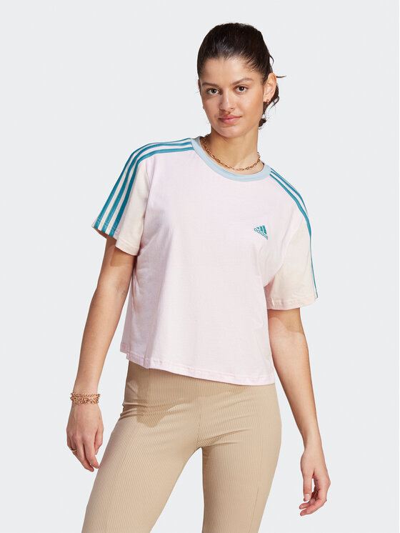 adidas T-krekls Essentials 3-Stripes IM0364 Rozā Loose Fit