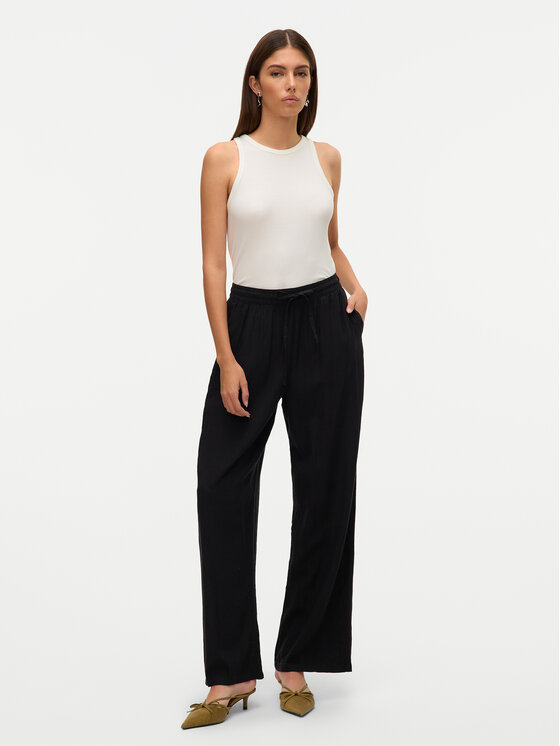 Vero Moda Vero Moda Kalhoty z materiálu Linn 10305091 Černá Loose Fit