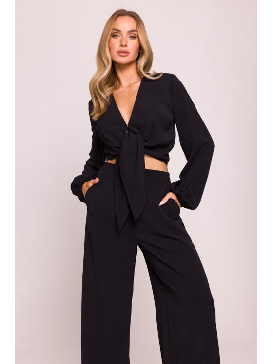 Made of Emotion Made of Emotion Spodnie materiałowe M862 Czarny Wide Leg