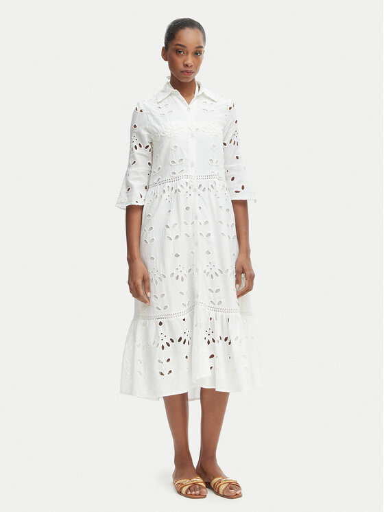 Iconique Iconique Рокля тип риза IC25-005 Бял Relaxed Fit