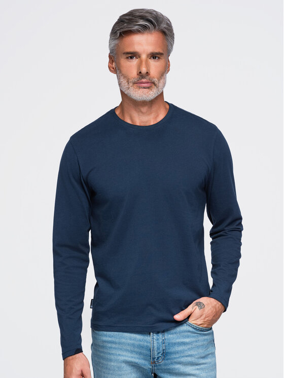 Ombre Ombre Longsleeve OM-LSBL-0142 Granatowy Regular Fit