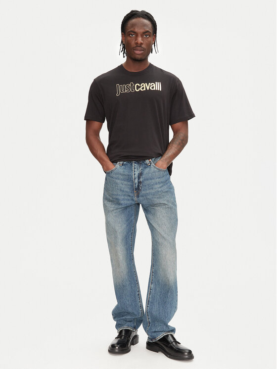 Just Cavalli Just Cavalli Marškinėliai 78OAHT16 Juoda Regular Fit