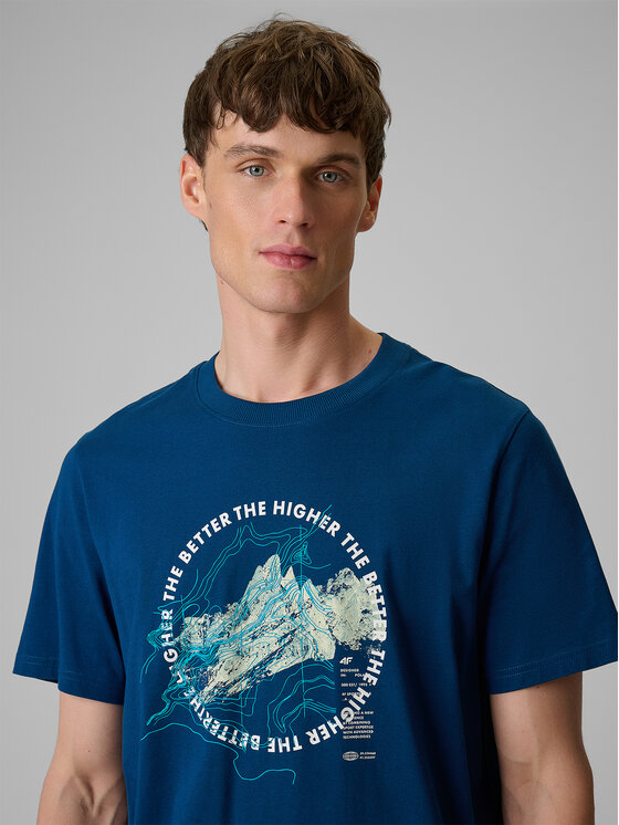 4F 4F T-Shirt TREKKING Turkusowy Regular Fit