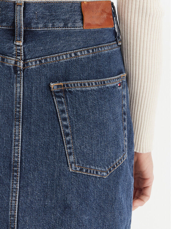 Tommy Hilfiger Tommy Hilfiger Φούστα τζιν WW0WW45666 Σκούρο μπλε Straight Fit