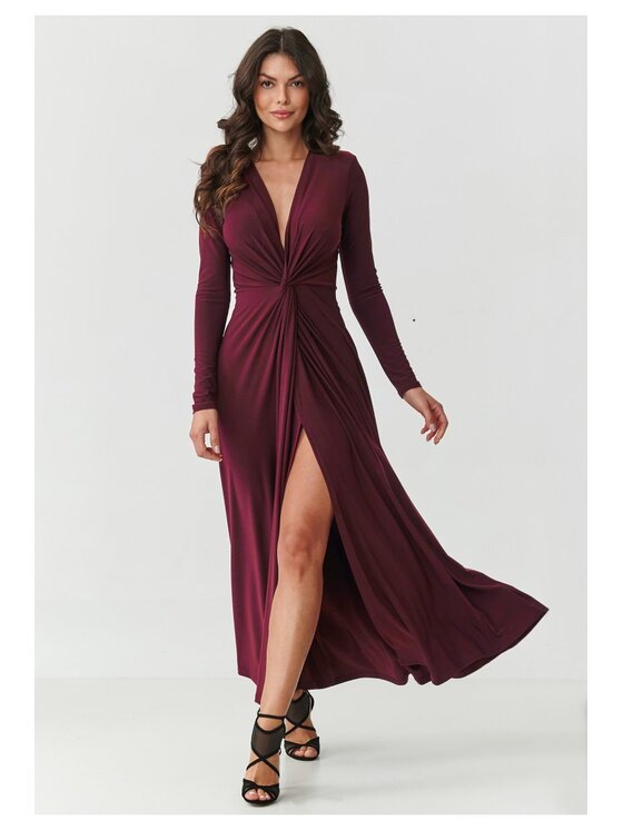 Makadamia Makadamia Sukienka wieczorowa M906 Bordowy Regular Fit